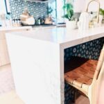 Amy Davidson Instagram - Working with @caesarstoneus for our kitchen countertops was a total dream! Our designer, Cynthia of @sodapopdesigninc loves their stone and when she introduced me, I was instantly sold! We knew we wanted chic, white countertops and when we saw the final design (Cynthia had chosen Empira white) it’s like she had read my mind. 🙌🏻 The waterfall edge!!!! Omigoodness, it’s even more stunning in person! 🤩 The veins in the stone are so unique. Some of them trail off on their own, and other veins clump into their own beautiful designs. CaesarStone slabs truly look like art. ✨ And bonus— they are easy to clean, maintain and are very durable. Thank you Cynthia and CaesarStone for making my dream kitchen come to true❣️🫶🏻❣️