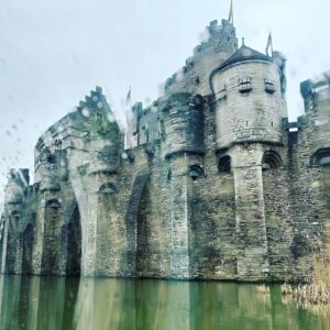 Amy Huberman Instagram - Jumped on the train to Ghent from Bruges en route back to Brussels airport with this lovely Ghent-leman 
What a gorgeous little find! And the city was lovely too 😉

Stunning spot. More like Amsterdam, whereas Bruges is more Gothic dotey cosey cobbled teeny windows vibes (natural travel writer I hear you say?!)

#GhentCopeWontCope
#happybirthdayBodface