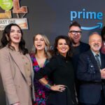 Amy Huberman Instagram - Probs @grahnort and @emmadorancomedian wondering why I’m practicing the heimlich manoeuvre on @deirdreokane123 and it’s a fair question but listen nowhere like a premiere red(blue) carpet to catch up and share some NB first aid tips and tricks. Not sure they’re vibing my technique but I’m almost certain Dee as another lil chuckle stuck in there that wasn’t allowed out when filming #LOLIreland is out 19th Jan on @primevideouk @primevideo around the 🌎 (Couldn’t get everyone in that last photo so I split it in two like the tech wizard I am.) #abootlastnicht