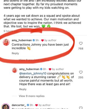Amy Huberman Instagram - Why I’m not involved in professional rugby commentary I’ll never know. 

Not overly dilated with those typos TBH.