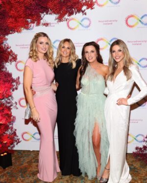 Amy Huberman Instagram - Proud pal fest mome incoming. A massive well done to my powerhouse of a friend Dairine on an incredible night last night for the second #InfinityBall raising vital funds for @neurodiversityireland to help provide support services and ensure greater access and inclusion for neurodivergent children across Ireland. Well done Dairine, Leo, Keira and everyone else involved, it was such a special night 🙌🩵🩵🩵
So much love and fun and support in that room!

(Sure listen if there was a Vegas style Little White Chapel around on the way home I could have driven through in the Free Now and renewed my vows to himself in that dress. But sure we got a chipper instead 👰‍♀️)
📸 @brianmcevoy1