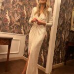 Amy Huberman Instagram - Just a standard Saturday night staring up and lolling at ceilings 👍 Dress: kindly sorted for the night by @nadinemerabi Glam @oslo_beauty Really awkward looking into the distance at nothing; model’s own.