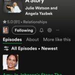 Amy Jo Johnson Instagram – THIS was so much fun. 
@atothedoublej is the best storyteller, and she’s got some surprises.

Tune in on @spotifypodcasts and @applepodcasts 

Follow. Rate. Review