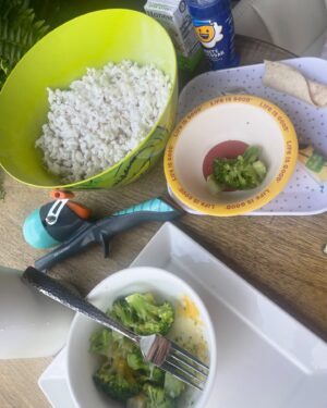 Amy King Instagram - When Daxton makes lunch , also it’s a rainy wet day so we can’t go fishing.. but we are pretending our patio is a large boat and he’s reeling in some big ones!🎣🍿🍎🧀🥦

I wouldn’t trade these days for nothing.. 
#catchandrelease