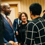 Amy Klobuchar Instagram - How great to have my friend and national leader Georgia Senator @raphaelwarnock at the Humphrey/Mondale dinner!