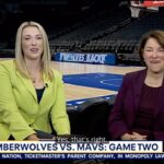 Amy Klobuchar Instagram - I was at the Target Center to talk with @fox9 about how the entire state of Minnesota has come together to cheer for this incredible Timberwolves team. We are ready for Game 2! Let’s Go Wolves!