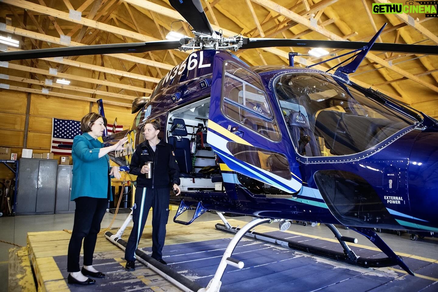 Amy Klobuchar Instagram - Life Link III is a hospital run non-profit that provides life-saving air ambulance care in underserved areas across rural Minnesota. I stopped by their airbase in Willmar to see how they will utilize federal funds to expand their reach. Thanks to our first responders for their good work. Photo: Macy Moore / West Central Tribune