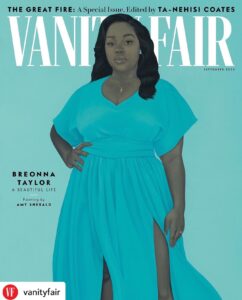 Amy Sherald Instagram - “OUR humanity is bound up in HERS, for we can only be human together.”[sic]~Desmond Tutu 🤍🤍🤍 @withregram • @vanityfair Presenting Breonna Taylor for Vanity Fair’s September issue, “The Great Fire.” Five months have passed since police killed Breonna Taylor in her own home, a violent crime that our September issue guest editor Ta-Nehisi Coates ascribes to a belief in Black people as a disaster, as calamity. “I don’t know how else to comprehend the jackboots bashing in Breonna Taylor’s door and spraying her home with bullets, except the belief that they were fighting some Great Fire—demonic, unnatural, inhuman.” Coates chose the 