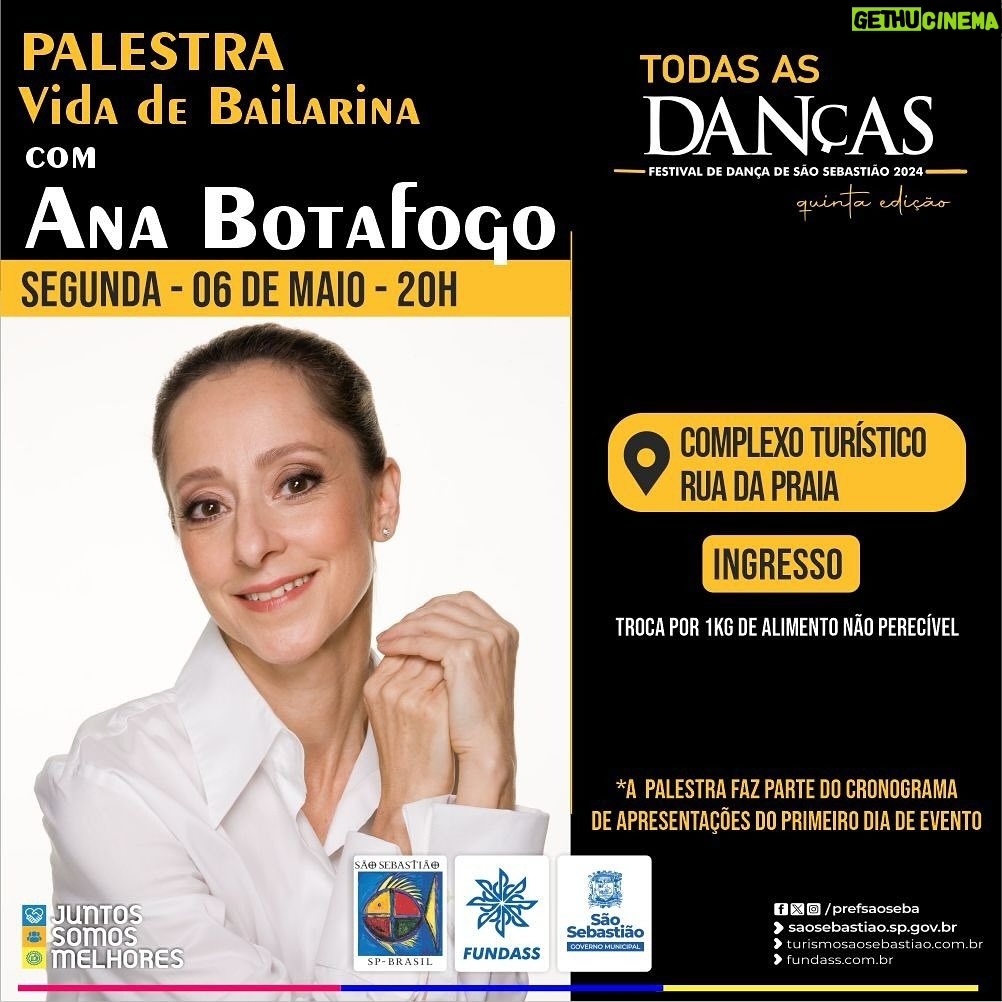 Ana Botafogo Instagram - Feliz em participar do V Festival Todas as Danças. Daqui a pouco estarei em SãoSebastião @prefsaoseba @cultura.fundass @turismosaosebastiao
