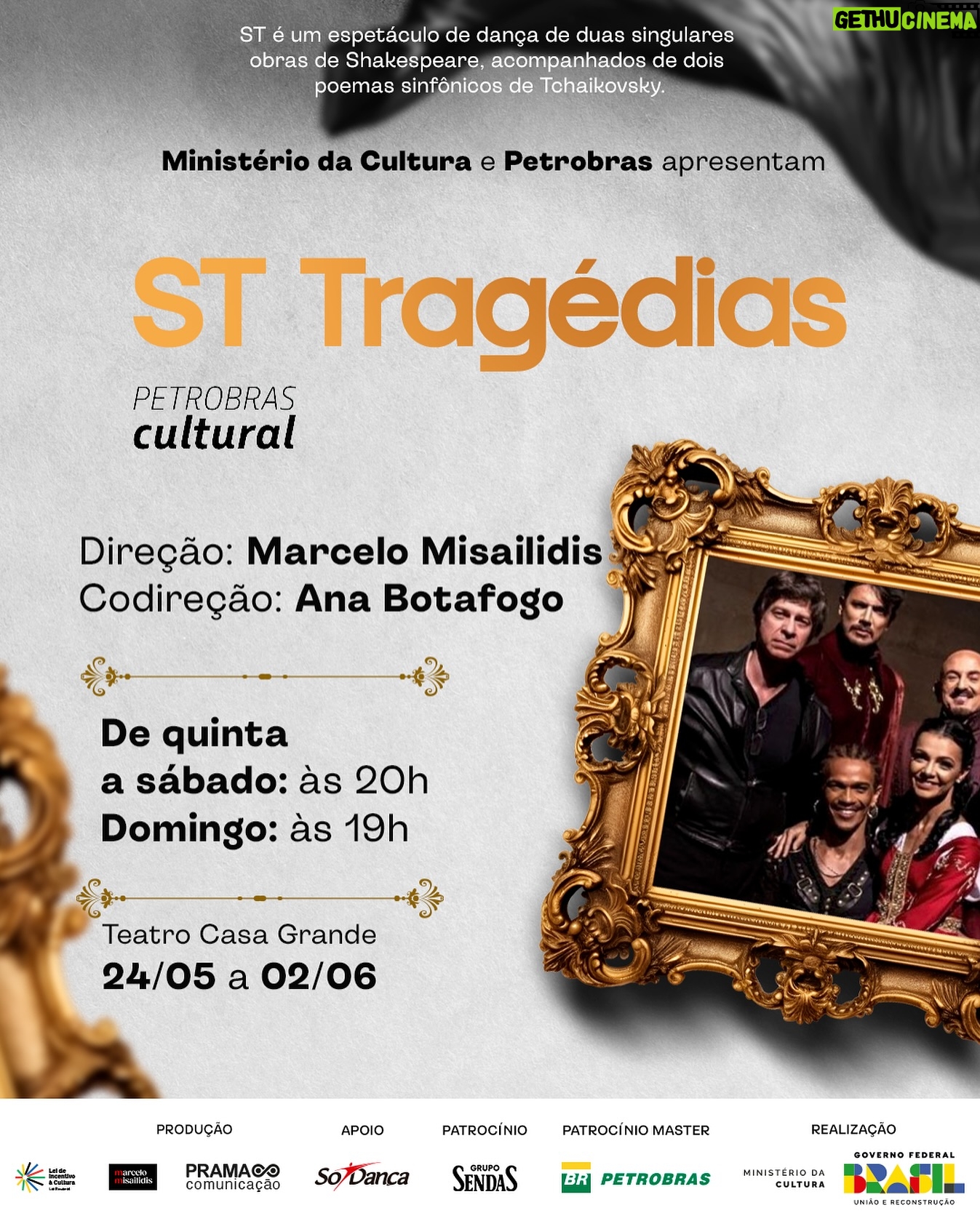 Ana Botafogo Instagram - Ministério da Cultura e Petrobras apresentam: ST TRAGÉDIAS é uma representação de duas singulares obras de Shakespeare, acompanhadas de dois poemas sinfônicos de Tchaikovsky. ✨ SERVIÇO: ST TRAGÉDIAS 24/05 até 02/06 Teatro Casa Grande @marcelomisailidis @anabotafogooficial @minc @petrobras @pramacomunicacao @sodanca #StTragedias #shakespeare #tchaikovsky #teatro #dança #espetaculo