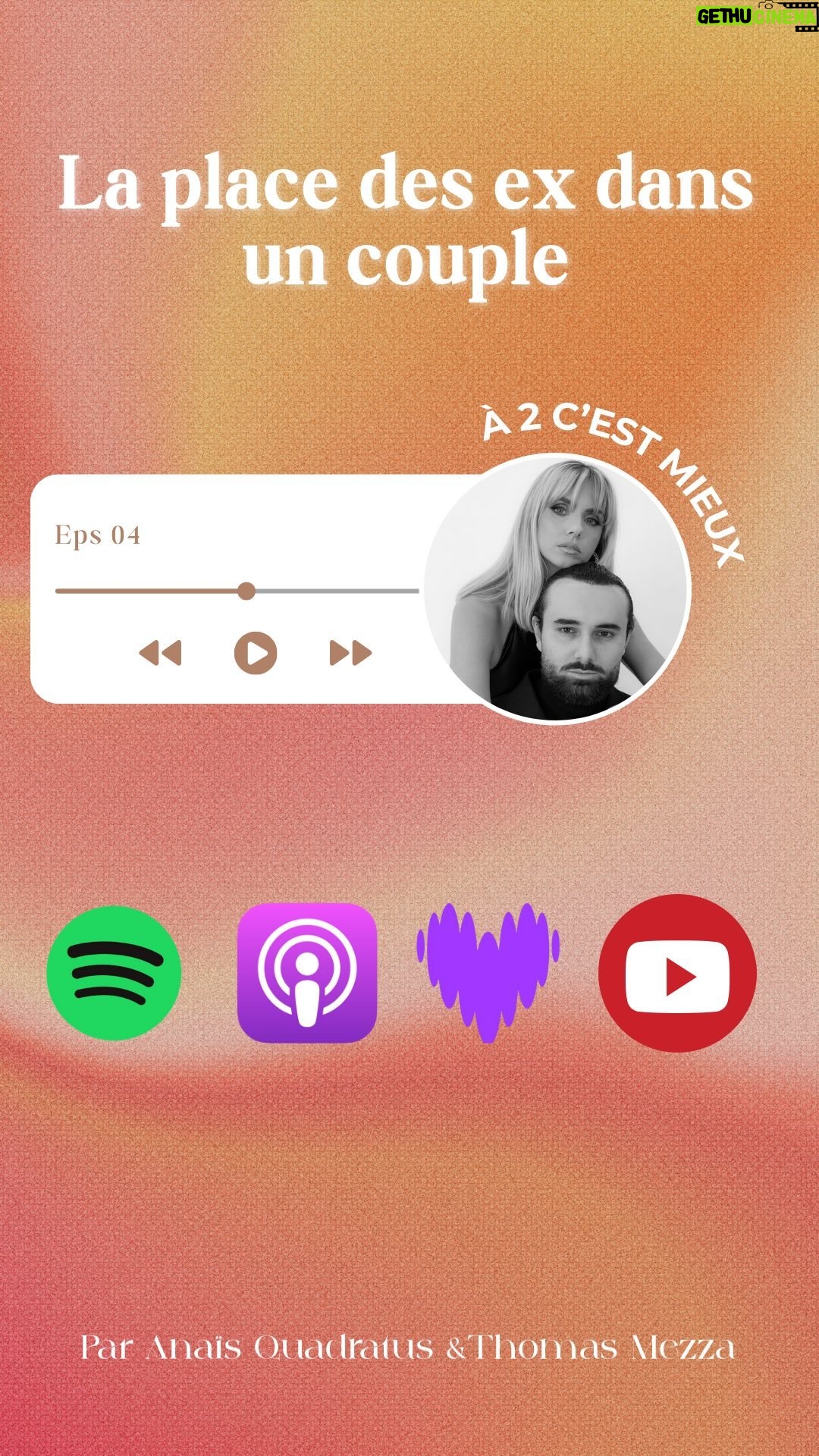 Anaïs Quadratus Instagram - On se retrouve demain à 10h pour le nouvel épisode de notre podcast « À 2 c’est mieux » 🎙️ Dans cet épisode, on aborde un sujet délicat : la place des ex dans un couple On espère que ça vous plaira 🫶🏼 #podcast #relation #ex #couple