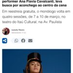 Ana Flavia Cavalcanti Instagram - O que é conforto pra você? Conforto pra mim é estrear no @itaucultural essa peça coração com minha mãe @val.cavalcanti.988 ao meu lado. Hoje as 20h. Sexta e sábado as 20h. Domingo as 19h. Temporada curtinha de 7 a 10/3. “Cheiro de gente rica é lavanderia de apartamento grande no bairro dos jardins. A roupa é lavada com amaciante Confort e seca em área de serviço com pouco sol”. Assessoria @rafaferro2020 💕🎤