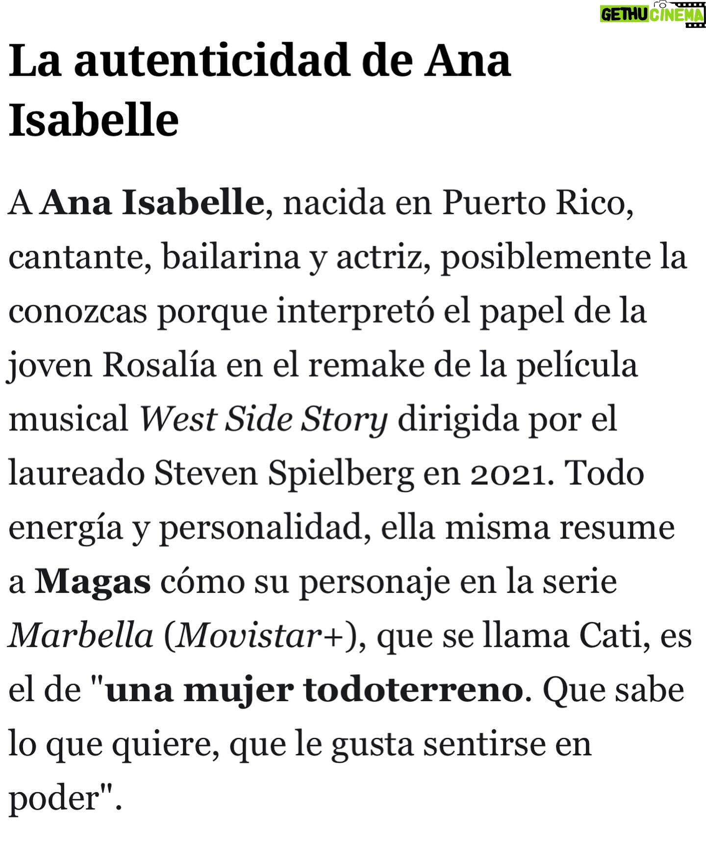 Ana Isabelle Instagram - Para @magasrevista 💗 . Mi primera entrevista en España. #Marbella estrena Mayo 2🫶🏼 @movistarplus . @ellascomunicacion @mesalapress Glam @ivangomez Estilista @josejuan35