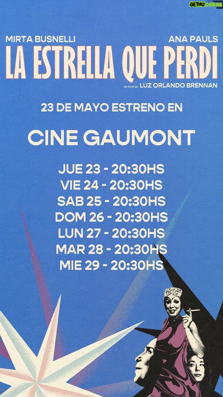 Ana Pauls Instagram - ✨A partir del 23 de mayo en @cine.gaumont a las 20.30 hs LA ESTRELLA QUE PERDÍ Una película de @luzobrennan Protagonizada por Mirta Busnelli y Ana Pauls YA EN CINES! 🎟️Comprá tus entradas ahora (link en bio) Con @mirtabusnelli @anitapauls @gustigarzon @susanavarelaatriz @ezequiel.asnaghi @merburgos_@fabianarenillas @ismestre @mar1908 @julietazapiola @urtizbereagonzalo @federold Una producción de: @caudillocine @cine.fervor @makeunit picnic producciones @diegoamson @fersalem @nana.prile @natalia.meta Distribuye: @cinetrenok Prensa: @silvanawaisberg Redes: @francolovisolo #LaEstrellaQuePerdi #LuzOrlandoBrennan #MirtaBusnelli #AnaPauls #CaudilloCine #CineFervor #MAkeUnit #PicnicProducciones #DiegoAmson #FerSalem #AldanaAprile #NataliaMeta #Cine #CineArgentino #Estreno