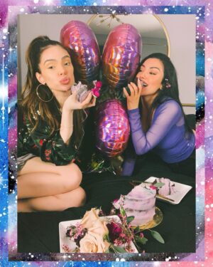 Anabelle Acosta Instagram - Surround urself with people who are more excited about ur b-day than u are 🤗 We had a girls night cake party at midnight in my room👯‍♀️

Still drooling 🤤  My beautiful friend and vegan chef @epicveganla gifted me this Chocolate Bliss birthday cake. Vegan. Gluten free & sugar free. Made with all organic ingredients. Including pure cacao powder. Frosting isn’t sugar free but who cares when the whole cake is. Swipe left🙌 @zuleykasilver 🎂🦄🎂