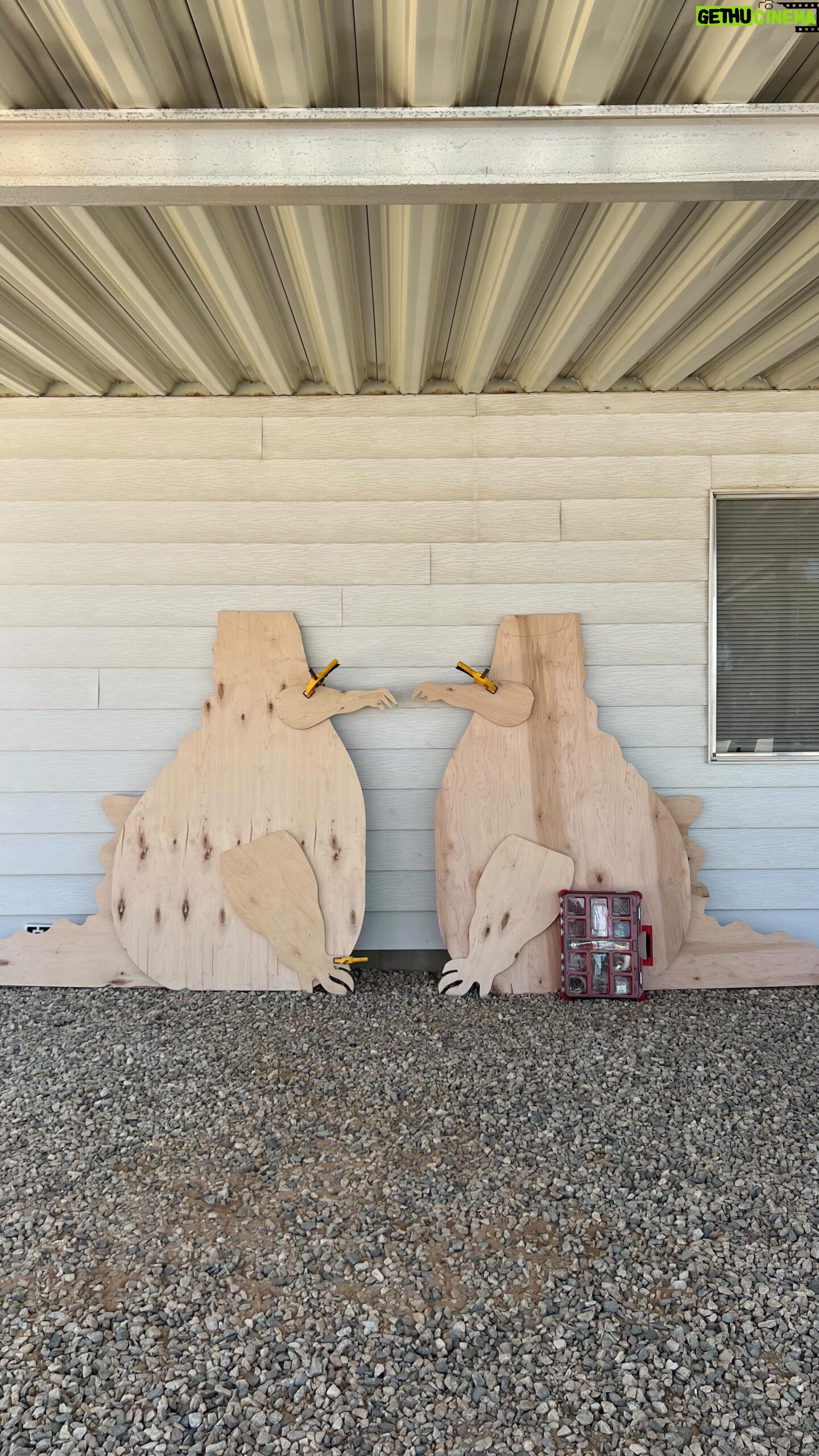 Anastasia Baranova Instagram - Dino Build weekend was a wild success! #LarrytheDinosaur is coming along nicely for the #DinoDiscoBM23. Crafted with a lot of care and a lot of twerk. #italltwerkedout #burningman #burningman2023 #burningman2023preparation #campyellowunbrella