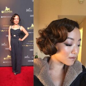 Andrea Bang Instagram - Red carpets are a chance for me to stand weirdly and live out my period-piece dreams. Hello 1920s, let’s be friends. #unfo

Hair: @johnblaineofficial 
MU: @andrew.toma 
Style: @getreddie