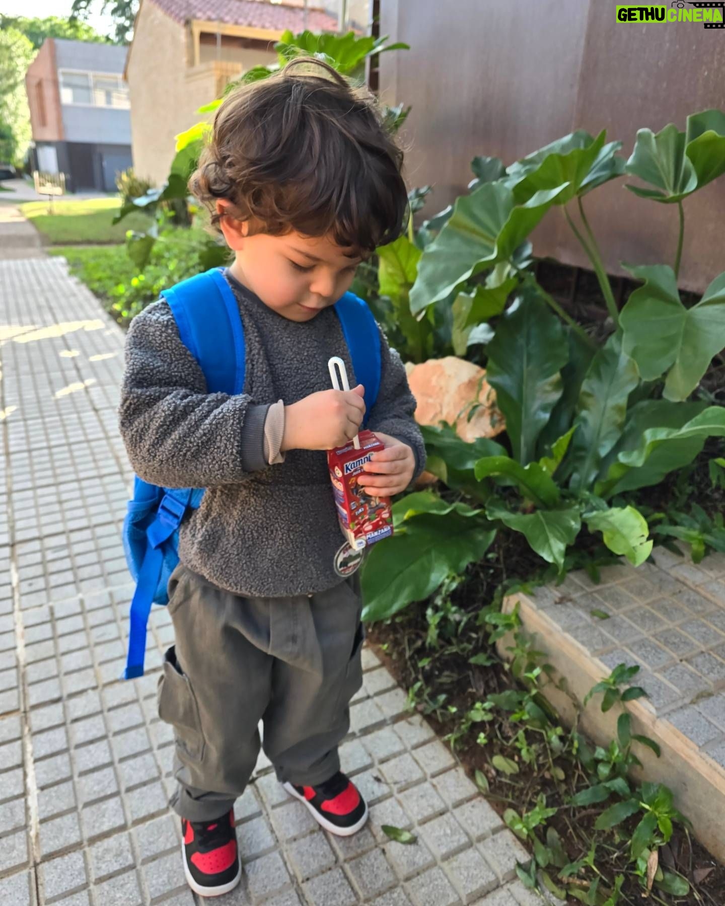 Andrea Quattrocchi Instagram - Bruno esperando para ir a lo de su abuela aprovechando que salio el🌞♥️ y secuencia exacta de cuando descubrio lo que llevaba para acompañar su meriendita y tomó ahi mismo🤣😅 @kampito.py