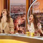 Andrea Savage Instagram - I can’t tell you yet what is happening in the second pic, but if it doesn’t get cut from the show it will def be a first for any talk show. You can imagine!!🤣😳 I had soooo much fun doing the news and talking @tulsaking (premiering this Sunday Nov 13th only on @paramountplus !!) on The Drew Barrymore Show with @drewbarrymore and @helloross I love a happy show ❤️❤️ (And this @zimmermann dress 😍😍) Catch it it today November 10th at 9:30AM ET/9:00AM PT on @cbstv !! @thedrewbarrymoreshow #tulsaking Styling: @taraswennen Makeup: @rebeccarestrepo Hair: @matthewmonzon Dress: @zimmermann Shoes: @louboutinworld