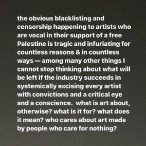 Andreja Pejić Instagram - I stand with @susansarandon @jennaortega @melissabarreram @rogerwaters 
Please swipe left for the part about “Mecca of toothless liberal orthodoxy” compliments of @diet_prada