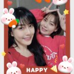 Angel Han Instagram - 我和我妹，祝大家兔年行大運❤️ 但沒有什麼比健康，平安更重要的了！ 都要好好照顧自己好嗎？😘