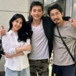 Angel Han Instagram - 謝謝家達哥@jensontien 來探班🥰 我還在努力適應新拍攝中，希望會有好的成果😊 然後旁邊的帥哥是我們戲的導演喔～很年輕有型吧🤩