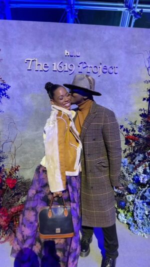 Angela Lewis Instagram - Spent a wonderful evening giving Nikole her flowers! 💐 Last week at the Academy Museum we were able to witness the fruits of her labor. The #1619project is required viewing. I was beyond moved. Congratulations again Nikole, Shoshana and Roger, we can never stop talking about where we come from, how we got here and where we are going. Black history is American history. Shout out to Mama O who conducted an incredible Q&A (of course!) Now streaming on @hulu, must watch!

Dress @staud @staud.clothing | Jacket @bloomingdales #exclusive | Jewelry @marrincostellojewelry | Hair @itsraela |Makeup @christinetirado_mua | Look @ Me!!!