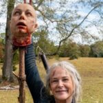 Angela Kang Instagram – Throwback to Melissa playing with the Alpha head ✌️#TWDbts #TWD #TheWalkingDead