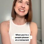 Angela Petruzziello Instagram – Who are the confident people who send back meals? I, I need help. 
#comedy #skit #skits #peoplepleaser
