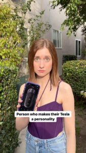 Angela Petruzziello Instagram - “Did I tell you I got a Tesla though?” #comedyskit #skit #tesla #actor #acting