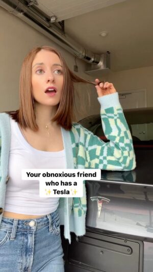 Angela Petruzziello Instagram - Tag your friends who have a Tesla…you know they want the attention. 

#comedy #tesla