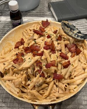 Angela Petruzziello Instagram - happy new year from me, leo, and the pasta dish we made last night.