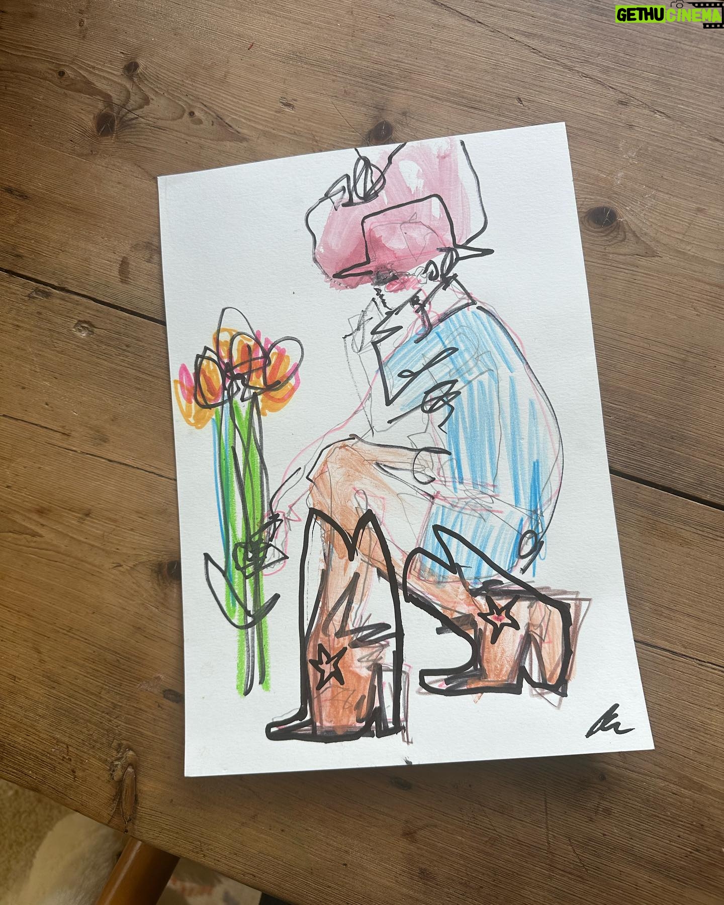 Angela Scanlon Instagram - The Unexpected Red Theory! It’s a thing apparently & sublimely or otherwise it’s been sticky. 1. A shiny red car I dream of and bag with charms 2. @myfrkl Pixelated heart 3. A red den 4. @tonygreen_illustration 🤠 cowboy hat (currently framing with red bobbles) 5. Old sunnies @maxandco (scrunchie @wearetbco ) 6. Dorothy shoes 7. @virginradiouk lift and Latin toes 8. Red fringe 👀 9. Red dots @14_day_manicure @secretspauk 10. Woman with travel blender Is it a thing?!