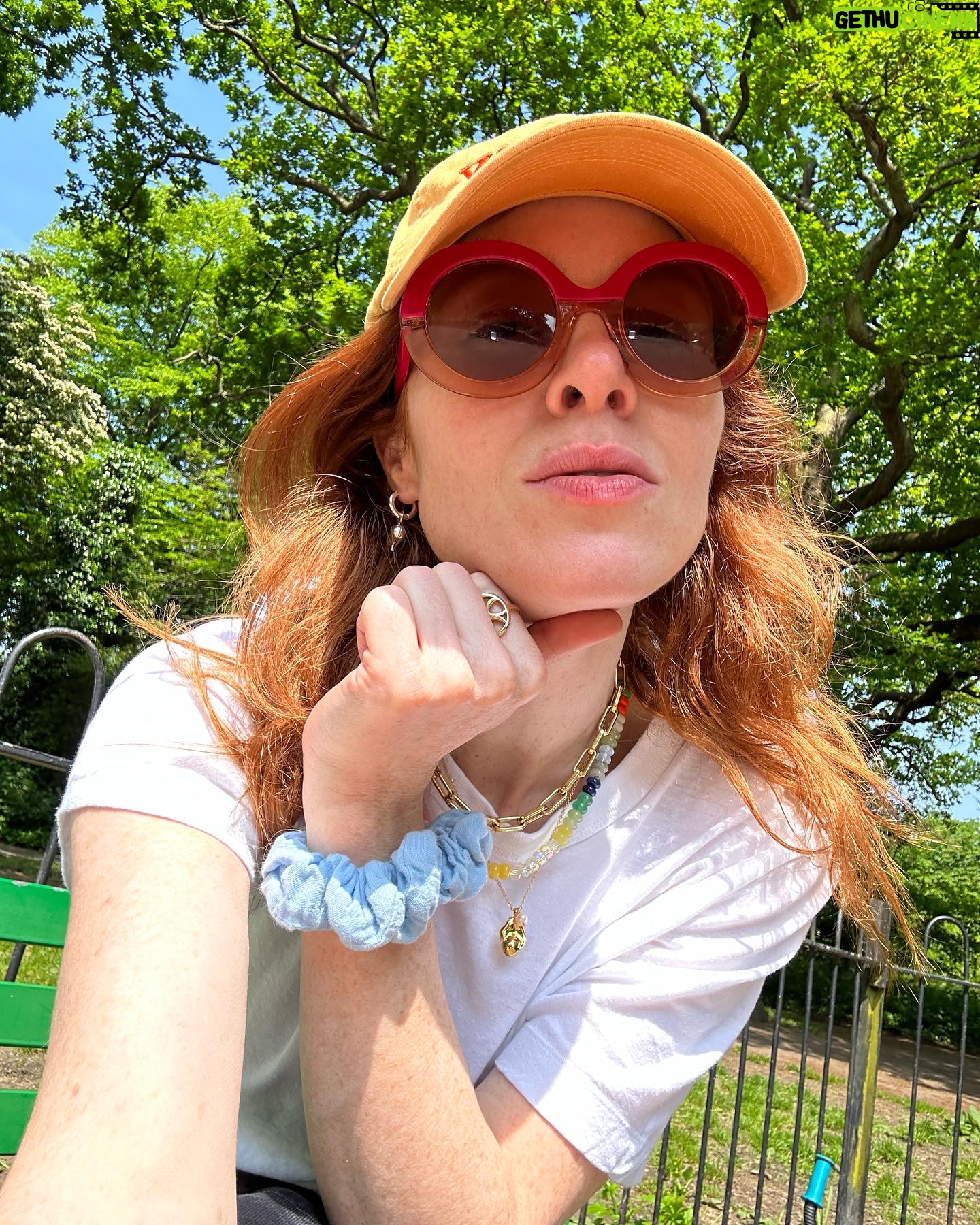 Angela Scanlon Instagram - The Unexpected Red Theory! It’s a thing apparently & sublimely or otherwise it’s been sticky. 1. A shiny red car I dream of and bag with charms 2. @myfrkl Pixelated heart 3. A red den 4. @tonygreen_illustration 🤠 cowboy hat (currently framing with red bobbles) 5. Old sunnies @maxandco (scrunchie @wearetbco ) 6. Dorothy shoes 7. @virginradiouk lift and Latin toes 8. Red fringe 👀 9. Red dots @14_day_manicure @secretspauk 10. Woman with travel blender Is it a thing?!