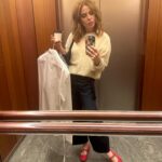 Angela Scanlon Instagram - The Unexpected Red Theory! It’s a thing apparently & sublimely or otherwise it’s been sticky. 1. A shiny red car I dream of and bag with charms 2. @myfrkl Pixelated heart 3. A red den 4. @tonygreen_illustration 🤠 cowboy hat (currently framing with red bobbles) 5. Old sunnies @maxandco (scrunchie @wearetbco ) 6. Dorothy shoes 7. @virginradiouk lift and Latin toes 8. Red fringe 👀 9. Red dots @14_day_manicure @secretspauk 10. Woman with travel blender Is it a thing?!