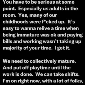 Angelica Ross Instagram - When I was young my parents would make us do our homework before we could play.  So many folks online never had that and it shows.  All some of y’all want do is joke, dance, get high, watch porn, and covet other peoples lives on social media.  Listen everything in moderation, BUT…

You have to be serious at some point.  Especially us adults in the room.  Yes, many of our childhoods were f*cked up.  It’s easy to wanna relive a time when being immature was ok and paying bills and working wasn’t taking up majority of your time.  I get it. 

We need to collectively mature.  And put off playtime until the work is done.  We can take shifts.  I’m on right now, with a lot of folks, but we could use some more help.  #ceasefirenow #freecongo🇨🇩 #freepalestine #tigrayfamine #genocidejoe #yemen #warcriminal #istandwithpalestine #istandwithsouthafrica #vote #democracy #unitednations #HumanRights #NMRK #WorldPeace