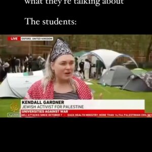 Angelica Ross Instagram - What eloquence from Kendall Gardner, a jewish student at Oxford University in England who is encamping for Gaza 🍉

Video: @aljazeeraenglish 
Repost @wearthepeace