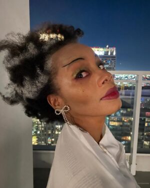 Anika Noni Rose Instagram - The Bride of Frankenstein steppin out with her side piece, Gomez.

Happy Halloween!🎃 

#BrideOfFrankenstein #Gomez #Noir #Halloween