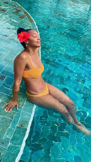 Anika Noni Rose Instagram - Thank you @SandalsRoyalCuracao for an amazing few days!

The grounds were beautiful, the sushi and service at GatsuGatsu was delicious, and our heart pool suite thoroughly lovely.
 
The water was so pristine, @JasonDirden and I basically snorkeled standing up. We didn’t even need the equipment! All you have to do is be still and look down to be surrounded by beautiful (nosey) fish.
…The pelican, however, was having none of me!😅

We got to bike ride and shuffle board. We got to night swim and day swim and work out in their fully appointed gym. So often resort gyms do the absolute least, but this one had everything we needed (and wanted) to keep it all together on a vacation with EIGHT restaurants, 13 bars, and 3 food trucks on site!

When we needed to toodle around off site, we had use of their fleet of MiniCoopers. Who knew?!?

We also got to hear the most extraordinary rendition of OutKast’s Caroline, during karaoke! 🎤EXTRAORDINARY 

The care we were shown by Vanessa (Sandals Royal Curaçao weddings/special events manager), personal butlers Tavoy and Khani, adult beverage mixtress Alana, Stefany and the kind staff of all the restaurants, and Vanessa LeRouge (director of Sandals romance marketing initiatives) was above and beyond. 

We couldn’t possibly do everything available to us - and that’s why we need to go back!

@SandalsRoyalCuracao, you owe us nothing! Thank you, dushis!💋

#SandalsRoyalCuracao #SandalsWeddings #SandalsResorts #Curaçao #Curacao #Dushi #AD #SummerLove #Vacation #VacationMode 
🏖️🏝️🤿🐠🐟🐡