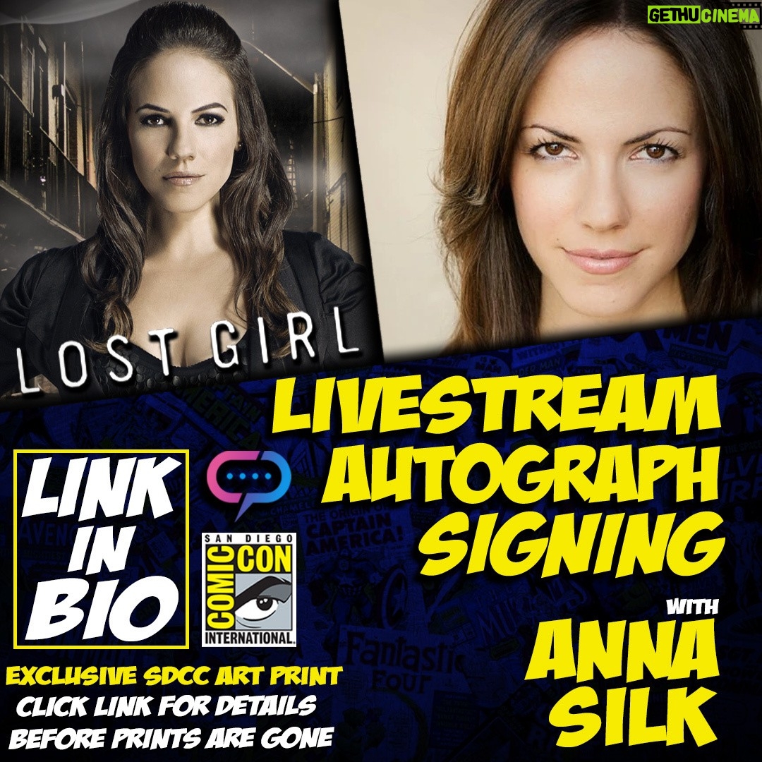 Anna Silk - 2.1K Likes - I will be signing Live @comic_con from the @streamily.live @roddenberryofficial Entertainment Booth.
Check Link in bio to order your SDCC exclusive prints today or visit streamily.com/annasilk
#SDCC #lostgirl #streamily #roddenberry #livestream #autograph