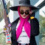Anna Brisbin Instagram - I’ve come to report a terrible crime… 💖 Photo by @jameschatstv Tattoos by @infamousbylaura Top and shorts by @hottopic #harleyquinn #birdsofprey #wondercon #cosplay