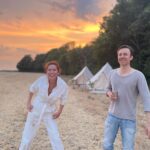 Anna Friel Instagram - Summer time- family time. Me and my brother Michael. He doesn’t do social media. I love him so much. A wonderful doctor and a fabulous father. Sunset ain’t too bad either. #siblinglove ❤️❤️❤️