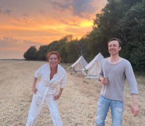 Anna Friel Instagram - Summer time- family time. Me and my brother Michael. He doesn’t do social media. I love him so much. A wonderful doctor and a fabulous father.  Sunset ain’t too bad either. #siblinglove ❤️❤️❤️