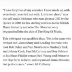 Anna Friel Instagram – This has taken me a few days to come to terms with as my heart feels a little broken. On Saturday we lost dear Vince. Since I was 18, he has always been so kind to me. Our first meeting was at my very first festival , that was Phoenix.  He was known as the godfather of gigs and had more cool stories than most I know. He was incredibly humble and somewhat shy and always wanted everyone to feel looked after and have a great time. To me he was a pillar of strength, a confidante. He believed in me so much and was always so proud and made sure to let me know that. His belief gave me strength to have self belief on days when it faltered. I love you dearly Vince Power. I will always miss you and I am so very grateful for every drop of love I was lucky enough to have bestowed upon me. 
Nelll, Niall and Evie. Three of the best children you could wish to have . My deepest condolences and as many hugs as you need. RIP Vince Power