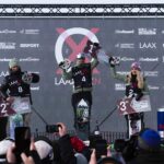 Anna Gasser Instagram - Thanks Laax 🇨🇭❤️ happy to put down a run in difficult speed conditions and happy it was enough to jump on the podium 🥉. Big congrats to the Queens @zoisynnott for the win 🥇 and @mia_brookes for her first worldcup podium 🥈 📸 1,2 @redbullsnow 3 @lee_ponzio