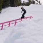 Anna Gasser Instagram – 💃💃💃 my longest 50/50 so far 
Thanks for filming all my tries @marinho_ramon_meyer @max_trudel
#snowboarding #rail