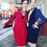 Anna Hopkins Instagram – Just a coupla flight attendants enjoying the free coffee in the airport lounge.  @prettyhardcases season 2 premieres tonight at 9pmEST on @cbc and @cbcgem. Starring the amazing @meredithmacneill and @acmoore9 and directed by the fabulous @jjhcanning! ✈️💅 #prettyhardcases