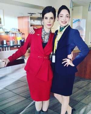 Anna Hopkins Instagram - Just a coupla flight attendants enjoying the free coffee in the airport lounge.  @prettyhardcases season 2 premieres tonight at 9pmEST on @cbc and @cbcgem. Starring the amazing @meredithmacneill and @acmoore9 and directed by the fabulous @jjhcanning! ✈️💅 #prettyhardcases