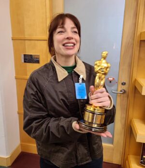 Anna Hopkins Instagram - Just holding the George Lucas oscar that went to space and very happy about it.