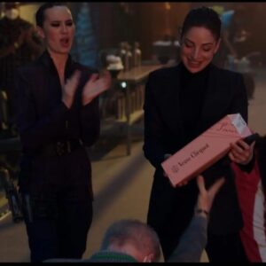 Anna Hopkins Instagram - Last episode ever of @expanseonprime drops on Friday. Here are some pics of my last day and a few others: a mix of champagne   struggling to find the words to thank the cast and crew and favorite scene partner @saghdashloo for such a wonderful run these past few years (under a sign which reads "live nudes" of course). Really one of the best groups of people I've ever had the pleasure of working with. Hope you enjoy the last episode, and thank you to the fans for being so supportive and passionate, and for ultimately saving the show. We owe it all to you. ❤️🥲🚀